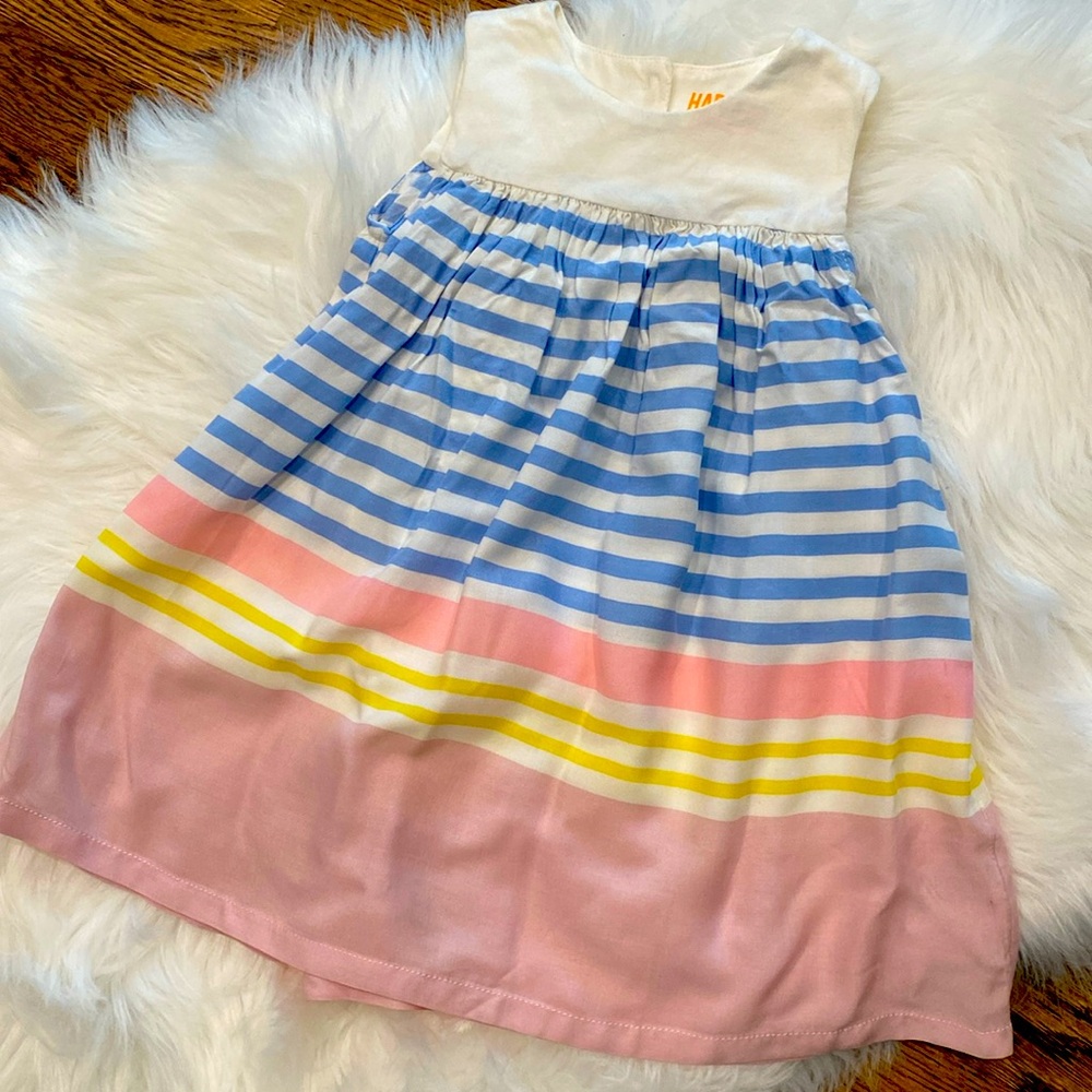 Pink, Blue Yellow Stripe Sleeveless Summer Dress 12m NWOT